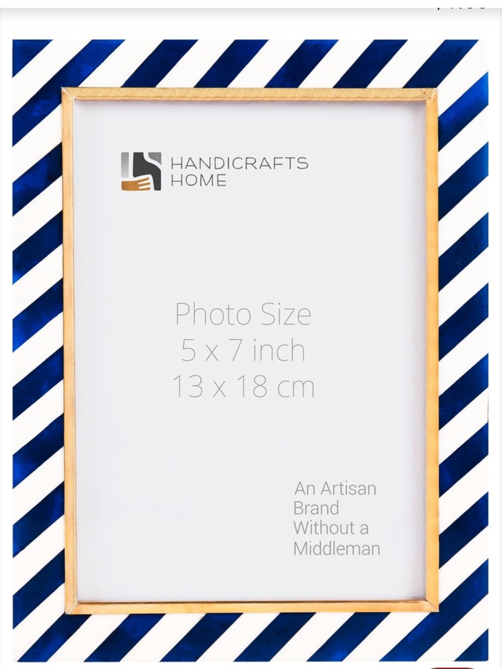 Blue Striped Frame Gold Accent Rectangular 5x7” - Picture 2 of 8